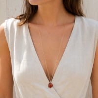 Collier caillou de corail rouge COCORF0019G