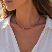 Collier en corail et Rubis-Saphir COCORF0012G