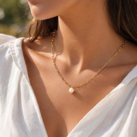 Collier chaine et sa perle de nacre CONACF0014G