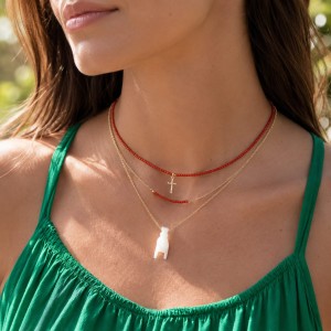Collier chaîne en corail COCORF001G