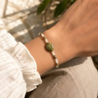 Bracelet en Rhyolite, Nacre Facettée et Gold Filled BRNACF0069G