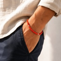 Bracelet rondelles corail et argent BRCORH0031A