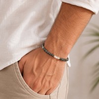 Bracelet rondelles de jaspe et nacre BRNACH0017G