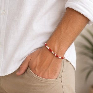 Bracelet en rondelles de pierres et nacre BRNACH0020A