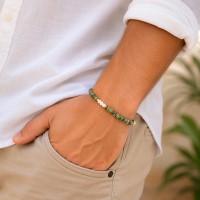 Bracelet jade verte et nacre blanche BRNACH0018G