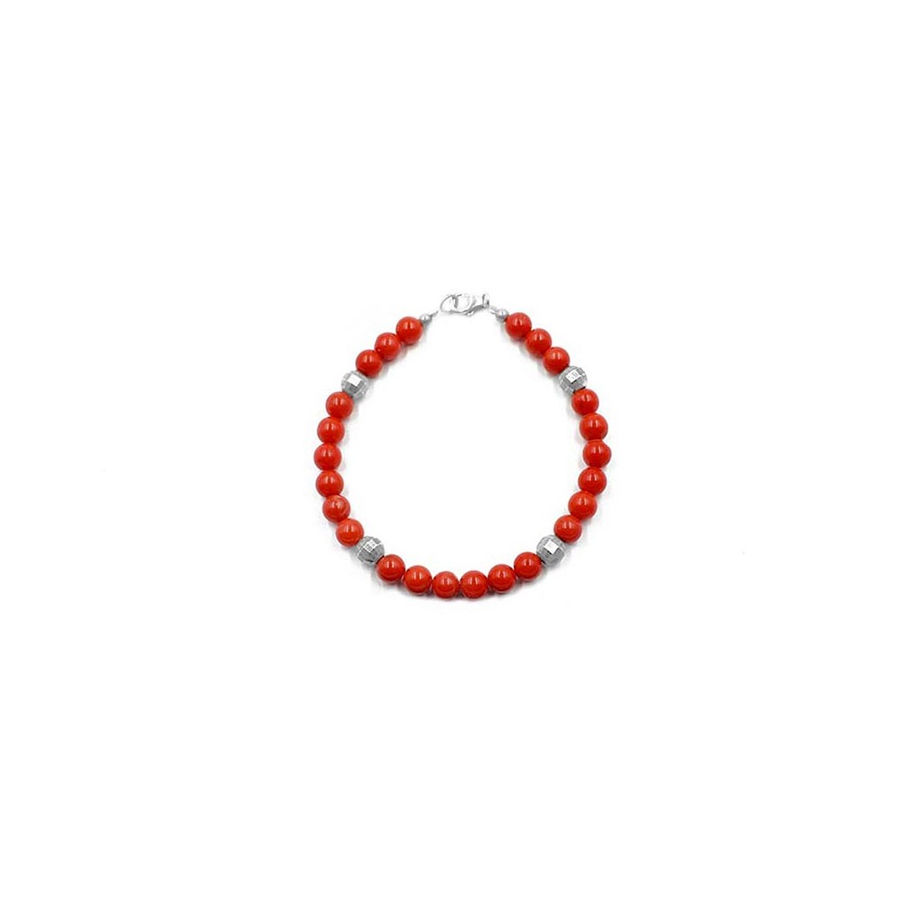 Bracelet en perles de corail rouge BRCORF0018A