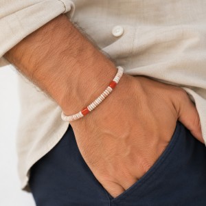 Bracelet tubes de corail et jaspe BRCORH0023A