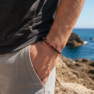 Bracelet en corail rouge et jaspe BRCORH0020A