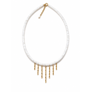 Collier en nacre blanche et pampilles  CONACF0074G