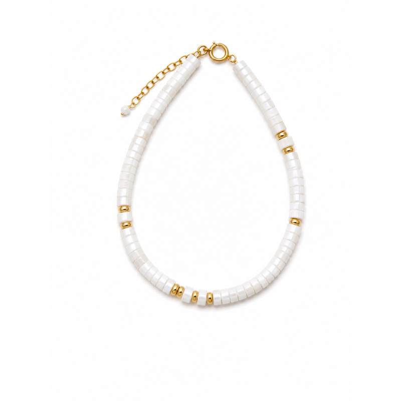 Bracelet en nacre blanche et gold filled. BRNACF0070G
