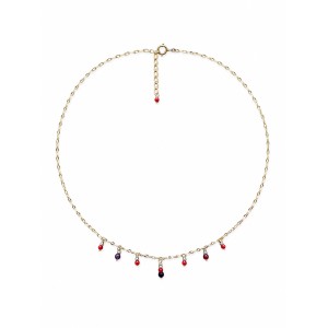 Collier pampilles, corail rouge et rubis-saphir COCORF0095G