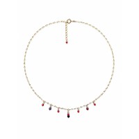 Collier pampilles, corail rouge et rubis-saphir COCORF0095G
