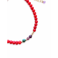 Bracelet en corail rouge, turquoise africaine, rubis-saphir BRCORF0096G