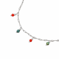 Bracelet Corail Rouge & Turquoise Africaine en Acier Inoxydable BRCORF0097A