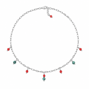 Collier Corail Rouge & Turquoise Africaine en Acier Inoxydable