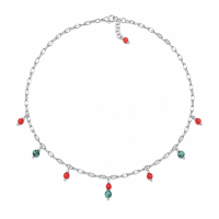 Collier Corail Rouge & Turquoise Africaine en Acier Inoxydable