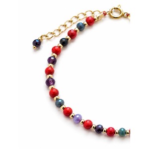 Bracelet Corail Rouge & Rubis-Saphir Facettés – Gold Filled BRCORF0099G
