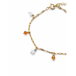 Bracelet Nacre & Cornaline Facettée – Chaîne dorée en acier inoxydable BRNACF0070G