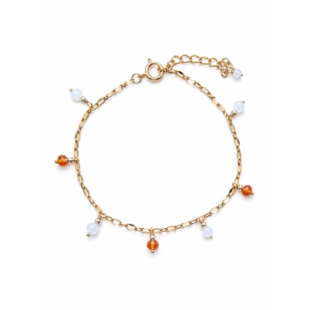 Bracelet Nacre & Cornaline Facettée – Chaîne dorée en acier inoxydable BRNACF0070G