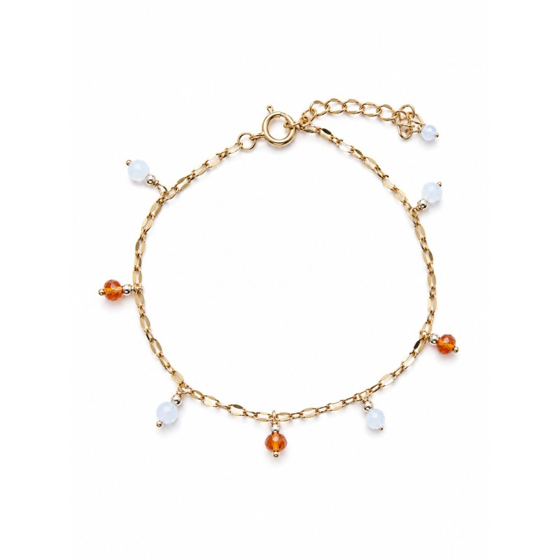 Bracelet Nacre & Cornaline Facettée – Chaîne dorée en acier inoxydable BRNACF0070G