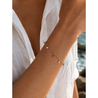 Bracelet Nacre & Cornaline Facettée – Chaîne dorée en acier inoxydable BRNACF0070G