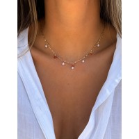 Collier Nacre & Cornaline Facettée – Chaîne dorée en acier inoxydable  CONACF0075G