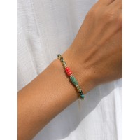 Bracelet Tourmaline, Vésuvianite & Corail Rouge – Gold Filled. BRCORF0100G