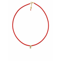 Collier Corail Rouge & Breloque Goutte COCORF0098G
