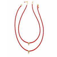 Collier Corail Rouge & Breloque Goutte COCORF0098G