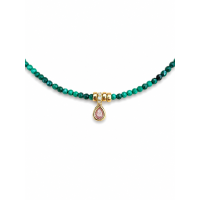 Collier choker en malachite facettée et pendentif goutte COMALACHITEF001G