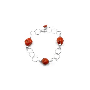 Bracelet en corail rouge et argent BRCORF0019A