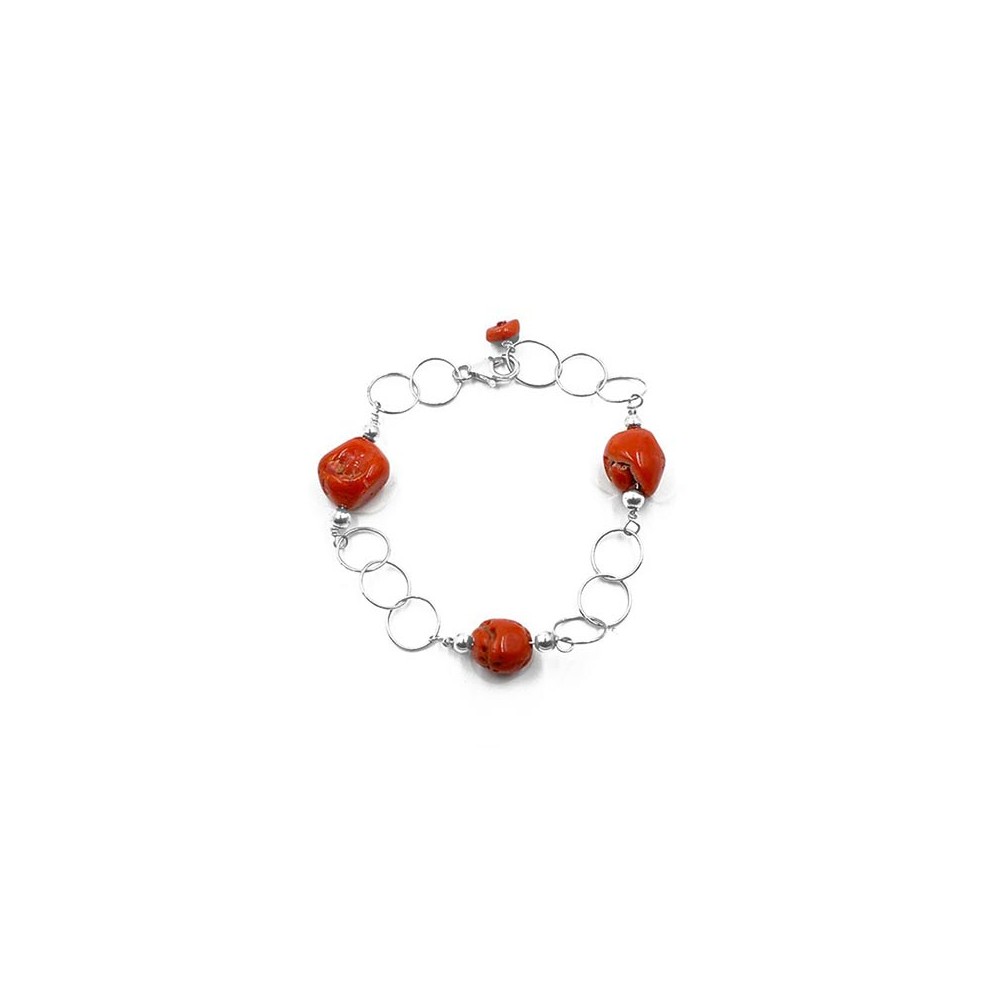 Bracelet en corail rouge et argent BRCORF0019A