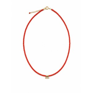 Collier choker en corail rouge de Méditerranée et gold filled COCORF0099G