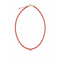 Collier choker en corail rouge de Méditerranée et gold filled COCORF0099G