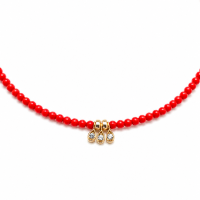 Collier choker en corail rouge de Méditerranée et gold filled COCORF0099G