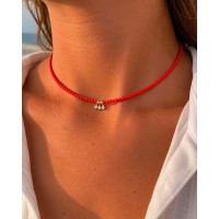 Collier choker en corail rouge de Méditerranée et gold filled COCORF0099G