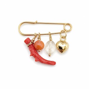 Broche de naissance en corail corse BROCOREF001G