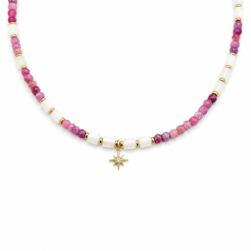 Collier nacre blanche et rubis rouge CONACF0053G