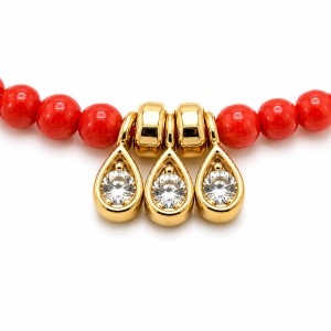 Bracelet en corail rouge et breloques en zircone BRACORF00101G