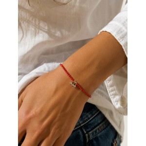 Bracelet en corail rouge et breloques en zircone BRACORF00101G