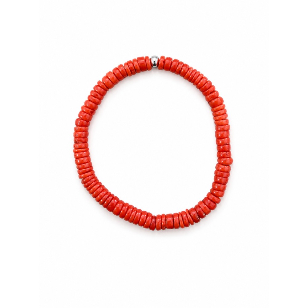 Bracelet en rondelles de corail rouge BRCORH0034A