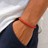 Bracelet en rondelles de corail rouge BRCORH0034A