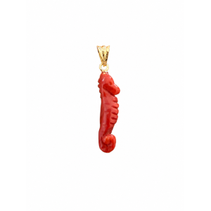 Pendentif hippocampe en corail rouge PDCORF0034O