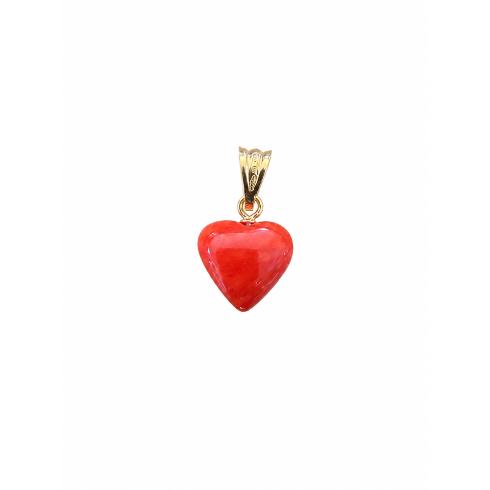 Pendentif cœur en corail rouge sculpté PDCORF0036O