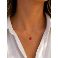 Pendentif cœur en corail rouge sculpté PDCORF0036O
