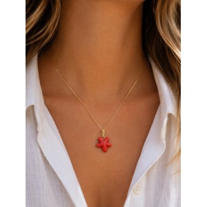 Pendentif étoile de mer en corail rouge PDCORF0038O