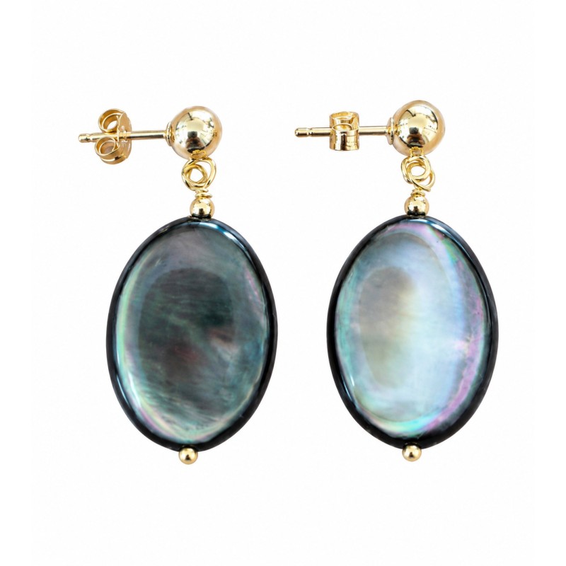 Boucles d’oreilles en nacre grise & Gold Filled  BONACF0058G