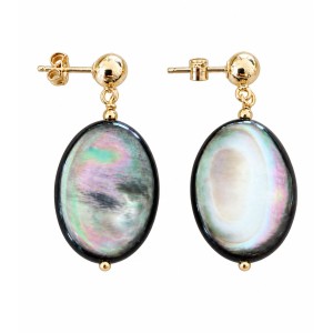 Boucles d’oreilles en nacre grise & Gold Filled  BONACF0058G