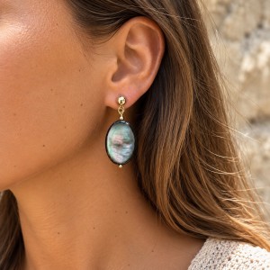 Boucles d’oreilles en nacre grise & Gold Filled  BONACF0058G