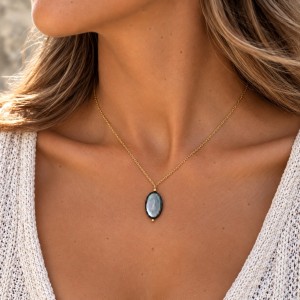 Collier en nacre grise & Gold Filled  CONACF0076G